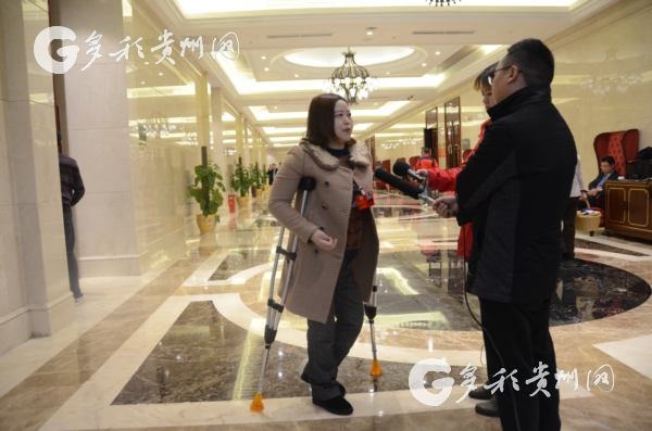 政協委員吳青箐正在接受記者采訪